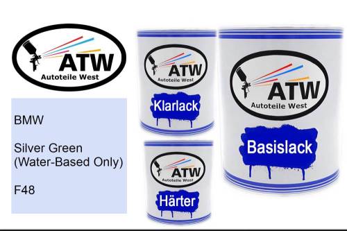 BMW, Silver Green (Water-Based Only), F48: 1L Lackdose + 1L Klarlack + 500ml Härter - Set, von ATW Autoteile West.